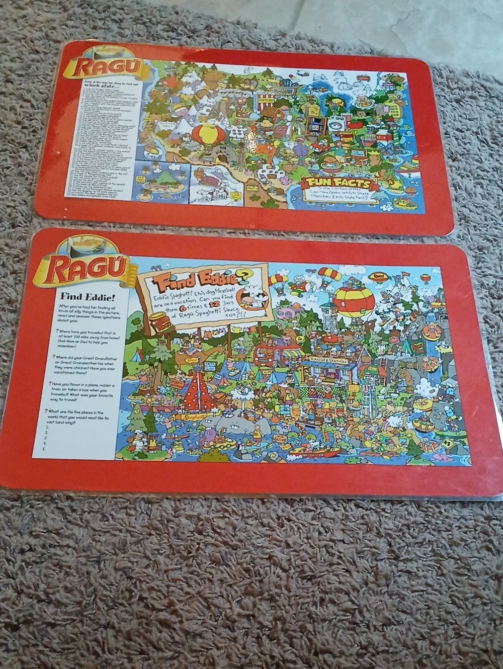 Kids' Find Eddie Puzzle Playmat - Red Set Of 2 Placemats